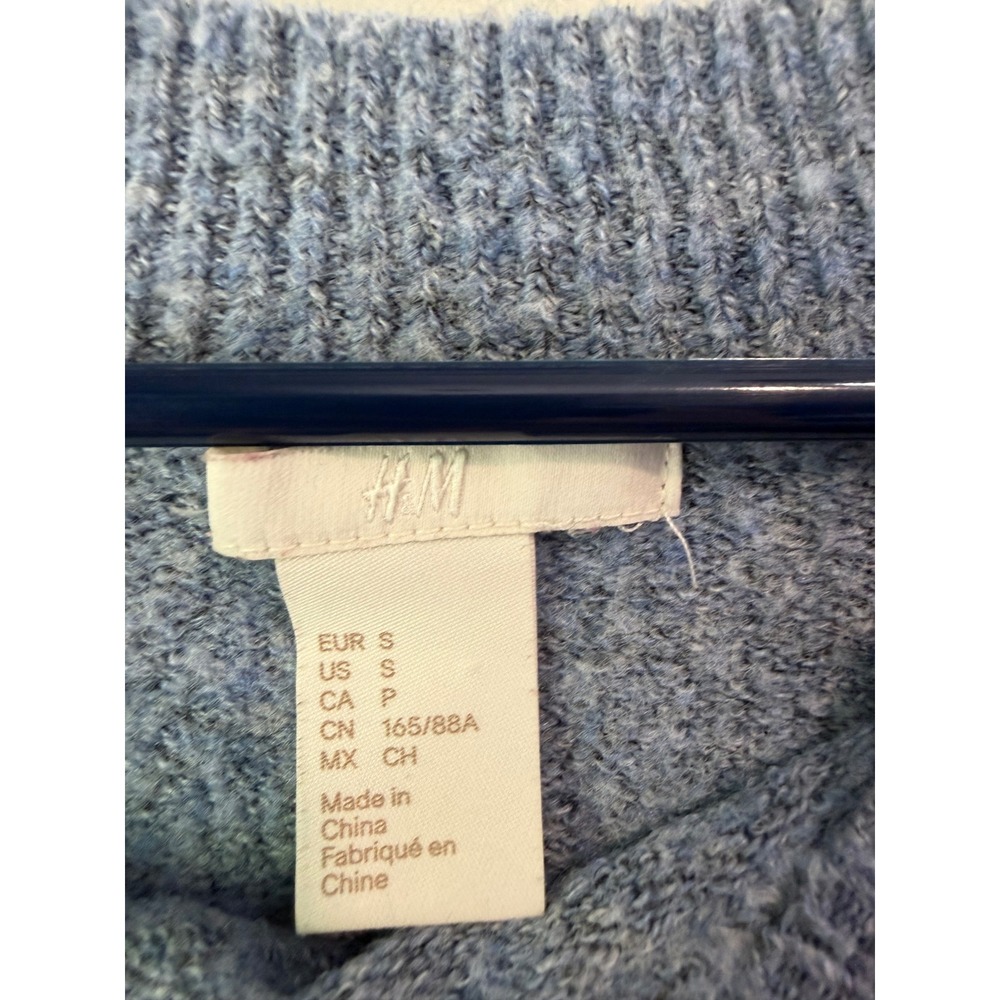 HM Blue Marl Knit Crewneck Sweater Small 0510149 6 Boxy Cropped Pullover - Picture 2 of 8